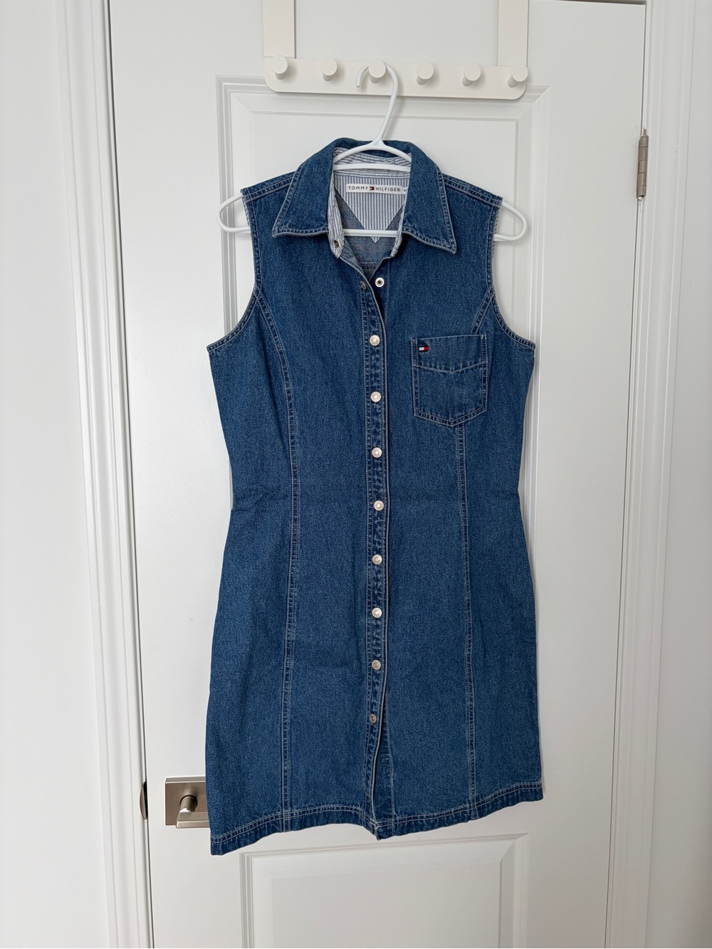 Tommy Hilfiger Button-Front Sleeveless Denim Dress in Blue